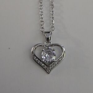 Elegant Silver Heart Pendant Necklace